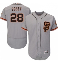 Mens Majestic San Francisco Giants 28 Buster Posey Grey Alternate Flex Base Authentic Collection MLB Jersey