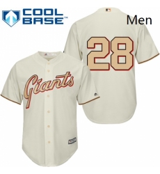 Mens Majestic San Francisco Giants 28 Buster Posey Replica Cream Commemorative Cool Base MLB Jersey