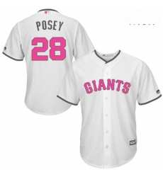 Mens Majestic San Francisco Giants 28 Buster Posey Replica White 2016 Mothers Day Cool Base MLB Jersey
