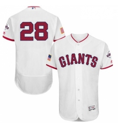 Mens Majestic San Francisco Giants 28 Buster Posey White Fashion Stars Stripes Flex Base MLB Jersey