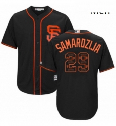 Mens Majestic San Francisco Giants 29 Jeff Samardzija Authentic Black Team Logo Fashion Cool Base MLB Jersey