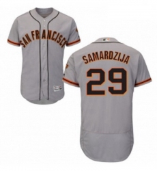 Mens Majestic San Francisco Giants 29 Jeff Samardzija Grey Road Flex Base Authentic Collection MLB Jersey
