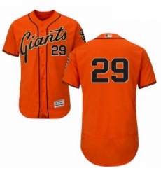 Mens Majestic San Francisco Giants 29 Jeff Samardzija Orange Alternate Flex Base Authentic Collection MLB Jersey
