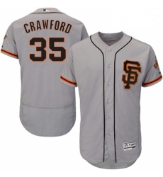 Mens Majestic San Francisco Giants 35 Brandon Crawford Grey Alternate Flex Base Authentic Collection MLB Jersey
