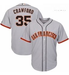 Mens Majestic San Francisco Giants 35 Brandon Crawford Replica Grey Road Cool Base MLB Jersey