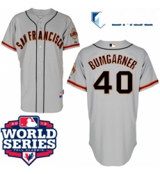 Mens Majestic San Francisco Giants 40 Madison Bumgarner Authentic Grey Cool Base 2012 World Series Patch MLB Jersey