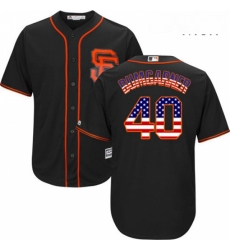 Mens Majestic San Francisco Giants 40 Madison Bumgarner Replica Black USA Flag Fashion MLB Jersey
