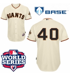 Mens Majestic San Francisco Giants 40 Madison Bumgarner Replica Cream Cool Base 2012 World Series Patch MLB Jersey