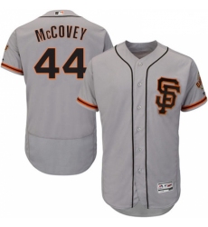 Mens Majestic San Francisco Giants 44 Willie McCovey Grey Alternate Flex Base Authentic Collection MLB Jersey