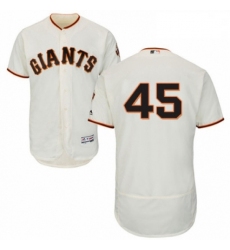 Mens Majestic San Francisco Giants 45 Derek Holland Cream Home Flex Base Authentic Collection MLB Jersey