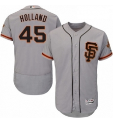 Mens Majestic San Francisco Giants 45 Derek Holland Grey Alternate Flex Base Authentic Collection MLB Jersey