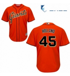 Mens Majestic San Francisco Giants 45 Derek Holland Replica Orange Alternate Cool Base MLB Jersey 