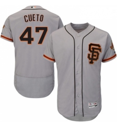 Mens Majestic San Francisco Giants 47 Johnny Cueto Grey Alternate Flex Base Authentic Collection MLB Jersey