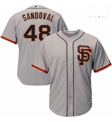 Mens Majestic San Francisco Giants 48 Pablo Sandoval Replica Grey Road 2 Cool Base MLB Jersey 