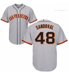 Mens Majestic San Francisco Giants 48 Pablo Sandoval Replica Grey Road Cool Base MLB Jersey 