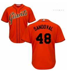 Mens Majestic San Francisco Giants 48 Pablo Sandoval Replica Orange Alternate Cool Base MLB Jersey 
