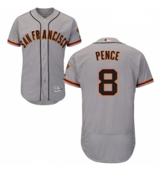 Mens Majestic San Francisco Giants 8 Hunter Pence Grey Road Flex Base Authentic Collection MLB Jersey