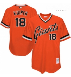 Mens Mitchell and Ness San Francisco Giants 18 Duane Kuiper Authentic Orange Throwback MLB Jersey 