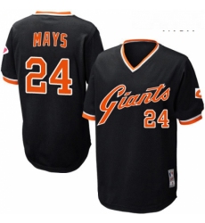 Mens Mitchell and Ness San Francisco Giants 24 Willie Mays Replica Black Throwback MLB Jersey