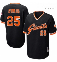 Mens Mitchell and Ness San Francisco Giants 25 Barry Bonds Authentic Black Throwback MLB Jersey