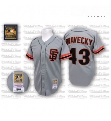 Mens Mitchell and Ness San Francisco Giants 43 Dave Dravecky Authentic Grey Throwback MLB Jersey