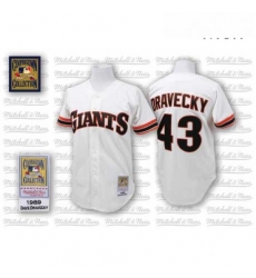 Mens Mitchell and Ness San Francisco Giants 43 Dave Dravecky Authentic White Throwback MLB Jersey