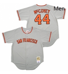 Mens Mitchell and Ness San Francisco Giants 44 Willie McCovey Replica Grey Throwback MLB Jersey