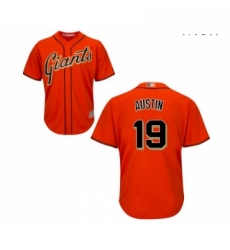 Mens San Francisco Giants 19 Tyler Austin Replica Orange Alternate Cool Base Baseball Jersey 