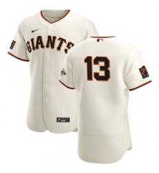 San Francisco Giants 13 Austin Slater Men Nike Cream Home 2020 Authentic 20 at 24 Patch Player MLB Jersey