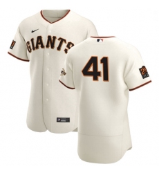 San Francisco Giants 41 Wilmer Flores Men Nike Cream Home 2020 Authentic 20 at 24 Patch Player MLB Jersey