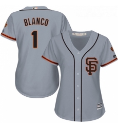 Womens Majestic San Francisco Giants 1 Gregor Blanco Authentic Grey Road 2 Cool Base MLB Jersey 