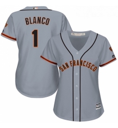 Womens Majestic San Francisco Giants 1 Gregor Blanco Authentic Grey Road Cool Base MLB Jersey 