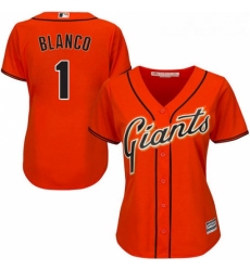 Womens Majestic San Francisco Giants 1 Gregor Blanco Replica Orange Alternate Cool Base MLB Jersey 