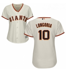 Womens Majestic San Francisco Giants 10 Evan Longoria Authentic Cream Home Cool Base MLB Jersey 