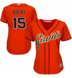 Womens Majestic San Francisco Giants 15 Bruce Bochy Replica Orange Alternate Cool Base MLB Jersey