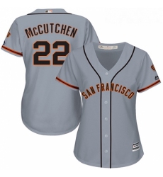 Womens Majestic San Francisco Giants 22 Andrew McCutchen Authentic Grey Road Cool Base MLB Jersey 