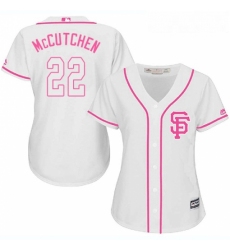 Womens Majestic San Francisco Giants 22 Andrew McCutchen Replica White Fashion Cool Base MLB Jersey 