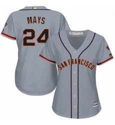 Womens Majestic San Francisco Giants 24 Willie Mays Authentic Grey Road Cool Base MLB Jersey