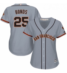 Womens Majestic San Francisco Giants 25 Barry Bonds Authentic Grey Road Cool Base MLB Jersey