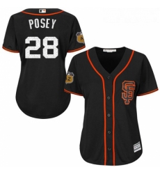 Womens Majestic San Francisco Giants 28 Buster Posey Authentic Black 2017 Spring Training Cool Base MLB Jersey