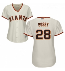 Womens Majestic San Francisco Giants 28 Buster Posey Replica Cream Home Cool Base MLB Jersey