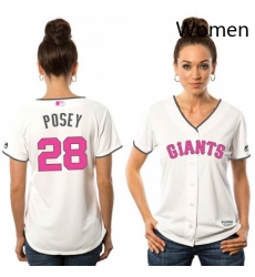Womens Majestic San Francisco Giants 28 Buster Posey Replica White Mothers Day Cool Base MLB Jersey
