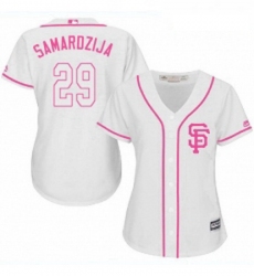 Womens Majestic San Francisco Giants 29 Jeff Samardzija Authentic White Fashion Cool Base MLB Jersey