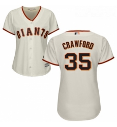 Womens Majestic San Francisco Giants 35 Brandon Crawford Replica Cream Home Cool Base MLB Jersey