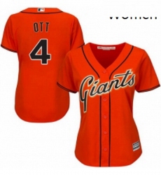Womens Majestic San Francisco Giants 4 Mel Ott Replica Orange Alternate Cool Base MLB Jersey