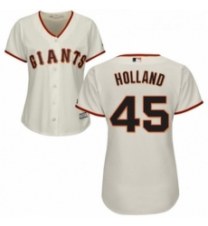 Womens Majestic San Francisco Giants 45 Derek Holland Replica Cream Home Cool Base MLB Jersey 