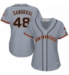 Womens Majestic San Francisco Giants 48 Pablo Sandoval Authentic Grey Road Cool Base MLB Jersey 
