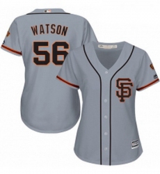 Womens Majestic San Francisco Giants 56 Tony Watson Replica Grey Road 2 Cool Base MLB Jersey 