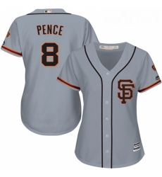Womens Majestic San Francisco Giants 8 Hunter Pence Authentic Grey Road 2 Cool Base MLB Jersey
