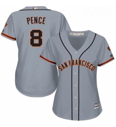 Womens Majestic San Francisco Giants 8 Hunter Pence Authentic Grey Road Cool Base MLB Jersey